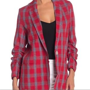 Max Studio Red Plaid Blazer